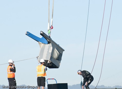 Oracle Team USA - Day 7 - October 15, 2012 - Wingsail counterbalance tank © Erik Simonson/ pressure-drop.us http://www.pressure-drop.us